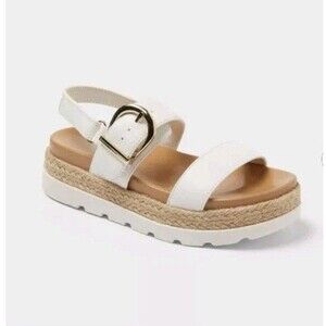 Art Class Kids' Jan Double Stap Platform Wedge  White Sandals Buckle Size 13